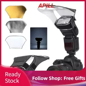 apill Bộ khuếch tán đèn flash Bộ phản xạ máy ảnh SLR đa năng Bộ bảng đèn ánh sáng hàng đầu cho (Bạc trắng vàng)