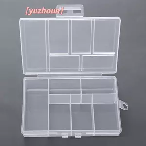 Hộp lưu trữ hình chữ nhật trong suốt di động 6 lưới cho nút Hạt Hộp đựng thuốc Hộp trưng bày trang sức
