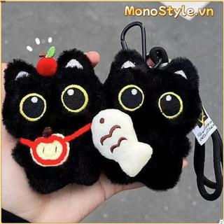 Mặt dây chuyền túi búp bê MONOSTYLE, Túi đeo vai Camera Mèo đen Móc khóa búp bê sang trọng, Khăn quàng cổ dễ thương Vòng chìa khóa xe Quà tặng