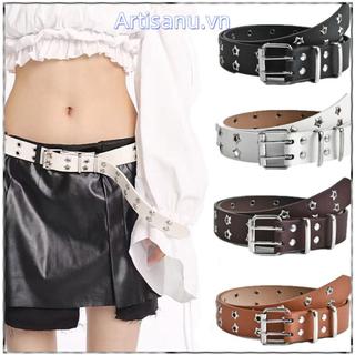 Thắt lưng da ARTISANU phong cách Gothic Rock Hip Hop Punk, khóa chốt đôi