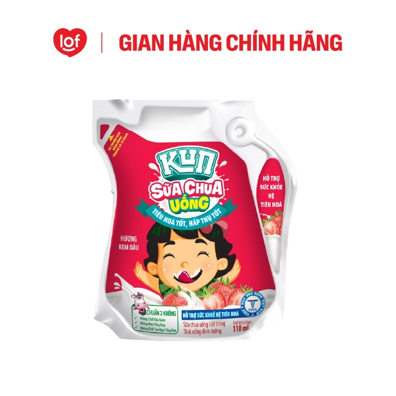 Sữa chua uống KUN vị dâu thùng 24 túi x 110ml