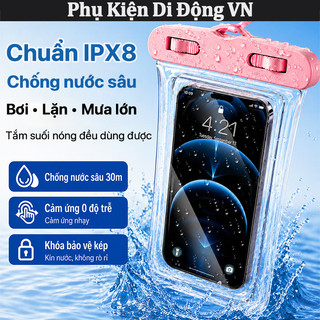 Túi chống nước IPX8 có túi khí, cảm ứng nhạy, chụp ảnh dưới nước, dây đeo tháo rời, dùng cho điện thoại dưới 7 inch