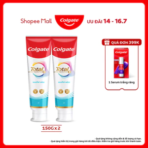 Bộ 2 Kem đánh răng Colgate Total sạch sâu bảo vệ, ngăn ngừa 8 vấn đề răng miệng 150g/ tuýp