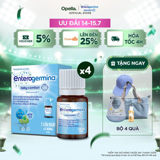 Bộ 4 Men vi sinh Enterogermina Baby Comfort hỗ trợ cải thiện tình trạng rối loạn tiêu hóa ở trẻ nhỏ từ 0 tháng tuổi-8ml