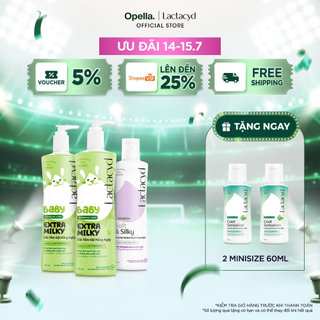 Bộ 2 chai Lactacyd Milky Bảo Vệ, Nuôi Dưỡng Da & Tóc Bé500ml+1 Dung Dịch Vệ Sinh Soft & Silky Dưỡng Ẩm 250ml