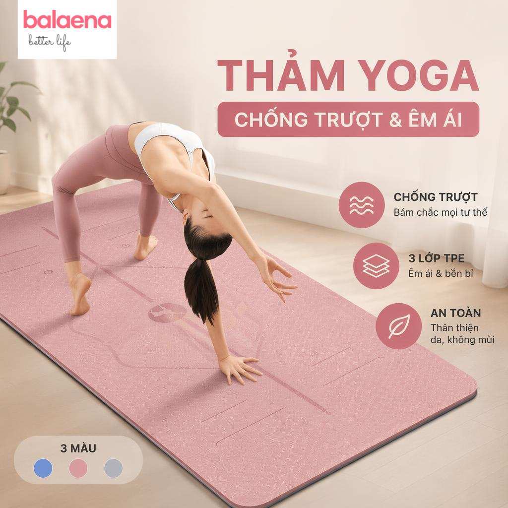 【COD】Balaena - Thảm Tập Yoga Gym TPE Dày 6/8mm Êm Ái Chống Trượt Thảm Tập Thể Dục Pilates Tại Nhà