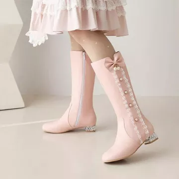 Phiên Bản Nhỏ Giữa Ống Giày Nữ Xuân Thu Giày Đơn Nữ Dễ Thương Gothic Giày Nữ Sinh Viên Nữ Bốt Nữ