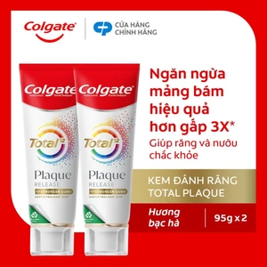 Bộ 2 Kem đánh răng Colgate Total Plaque Release 95g/tuýp giúp khỏe nướu, ngăn mảng bám hiệu quả gấp 3 lần