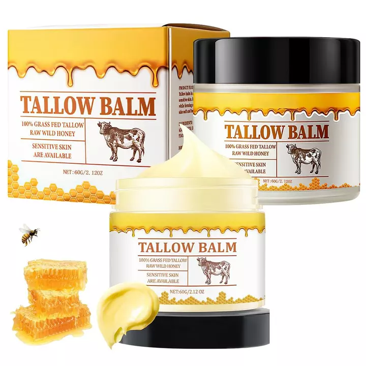 Tallow và Honey Balm, Kẹo dẻo bò cao cấp và mật ong hoang dã, Kem dưỡng ẩm cho da, Kẹo dẻo bò cỏ & Kem dưỡng mật ong hoang dã thô, Kem dưỡng ẩm cho da, Kem dưỡng ẩm mặt Tallow