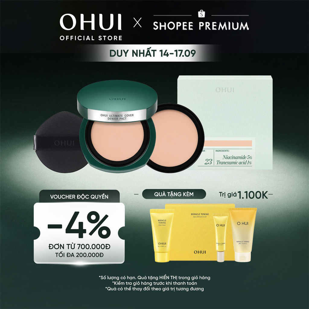 [OHUI Official] Phấn nền nén che đốm thâm phủ cao dưỡng sáng OHUI Ultimate Cover Denier Pact SPF50+/PA+++ 15g, Lõi 15g