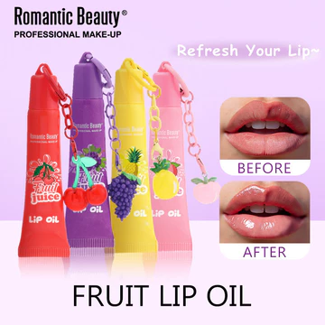 Hương Vị Trái Cây Dầu Môi Dưỡng Ẩm Dưỡng Ẩm Môi Glaze Son Bóng Nước Trong Suốt Có Dây Xích Treo Dầu Môi Màu