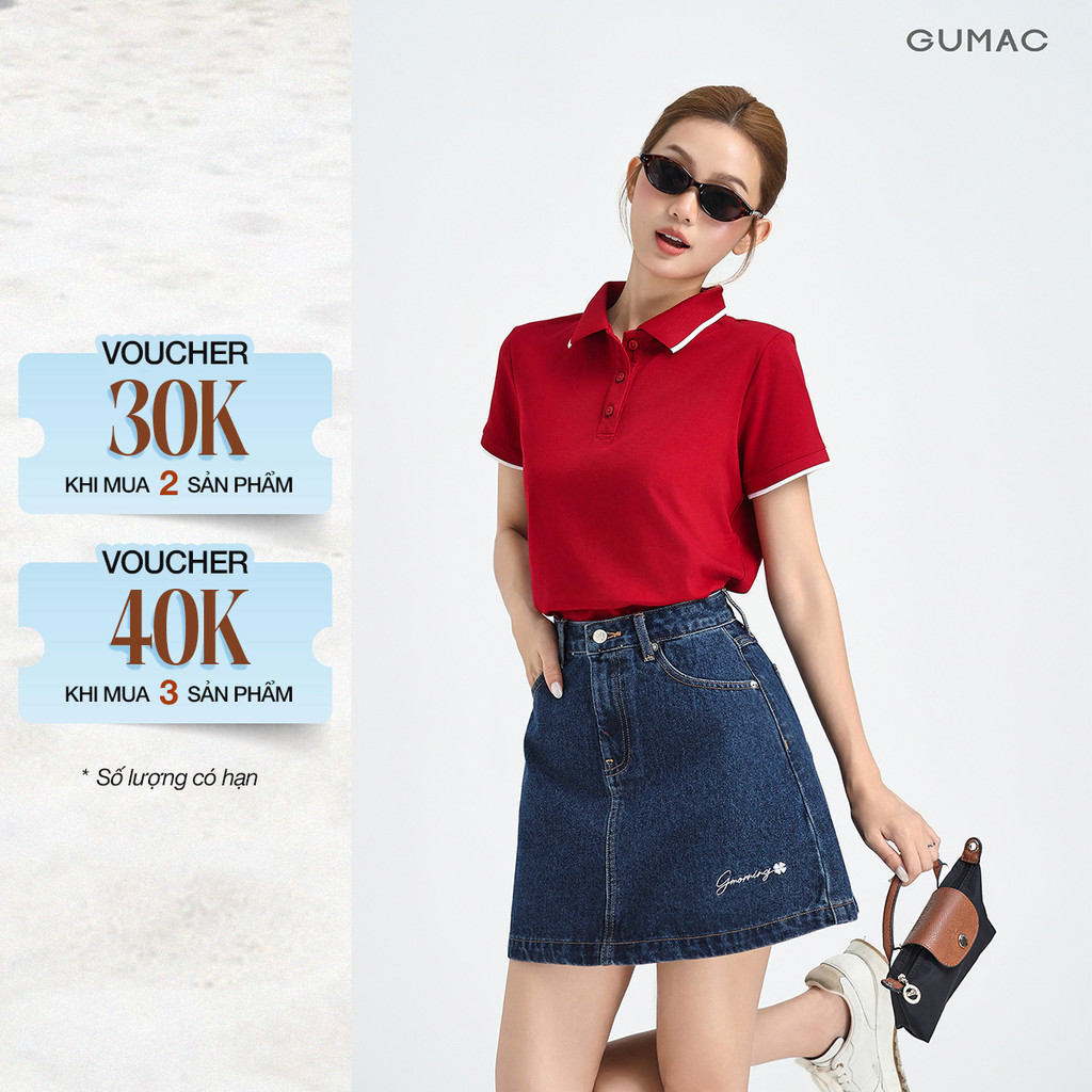 [MUA 2 CÒN 145K/ÁO] Áo Polo Nữ GUMAC Cotton TICI Áo Thun Có Cổ Tay Ngắn Thanh Lịch Công Sở Thể Thao PLE03028