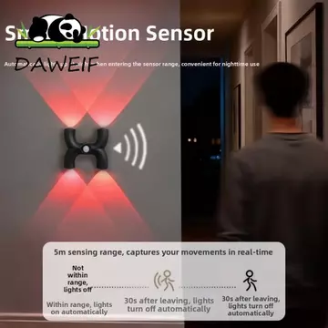 Đèn tường cảm ứng DAWEIF, Đèn ba màu / Đèn ngủ cảm biến chuyển động hút RGB, Đèn pha sạc USB Cảm biến thông minh Không cần khoan Đèn tường sân vườn