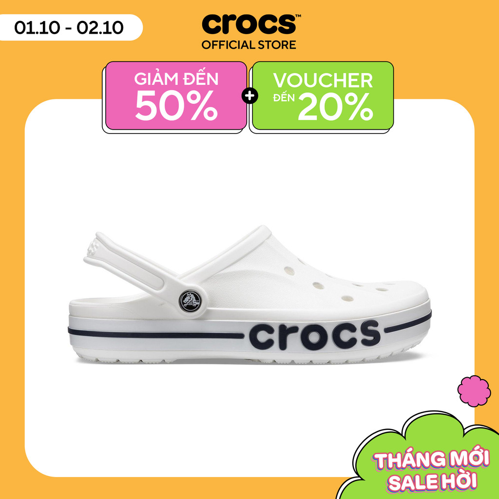 Giày Clog Unisex Crocs Bayaband - White/Navy - 205089-126
