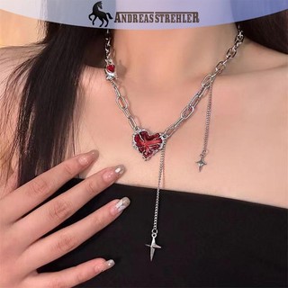 Onetimingfine Gothic Không Đều Trái Tim Đỏ Vòng Cổ Y2K Tình Yêu Bóng Tối Ma Móng Vuốt Dây Chuyền Punk Grunge Thẩm Mỹ Egirl Nhánh Vòng Cổ Trái Tim VN