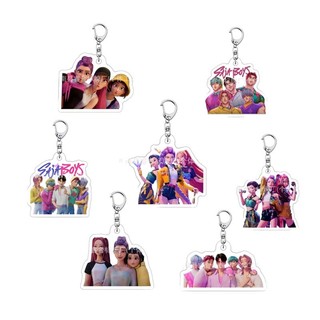 Cartoon KPop Demon Hunters Keychains Accessories Rumi Zoey Jinu Mira Key Ring Acrylic Keyrings Kawaii Key Chain Fans