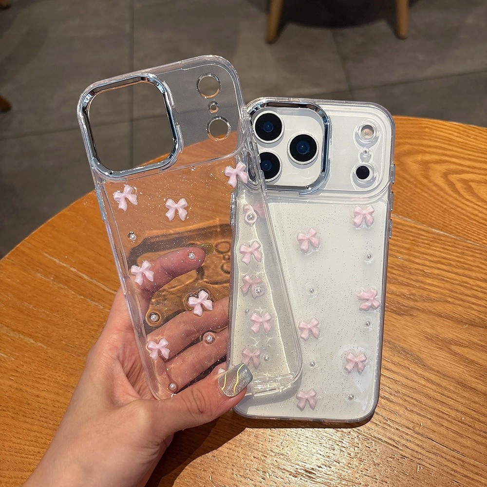 Ốp Điện Thoại Nơ Màu Hồng 3D Cho iPhone 17ProMax 16 15 14 13 12 11 Vỏ Bảo Vệ Chống Sốc