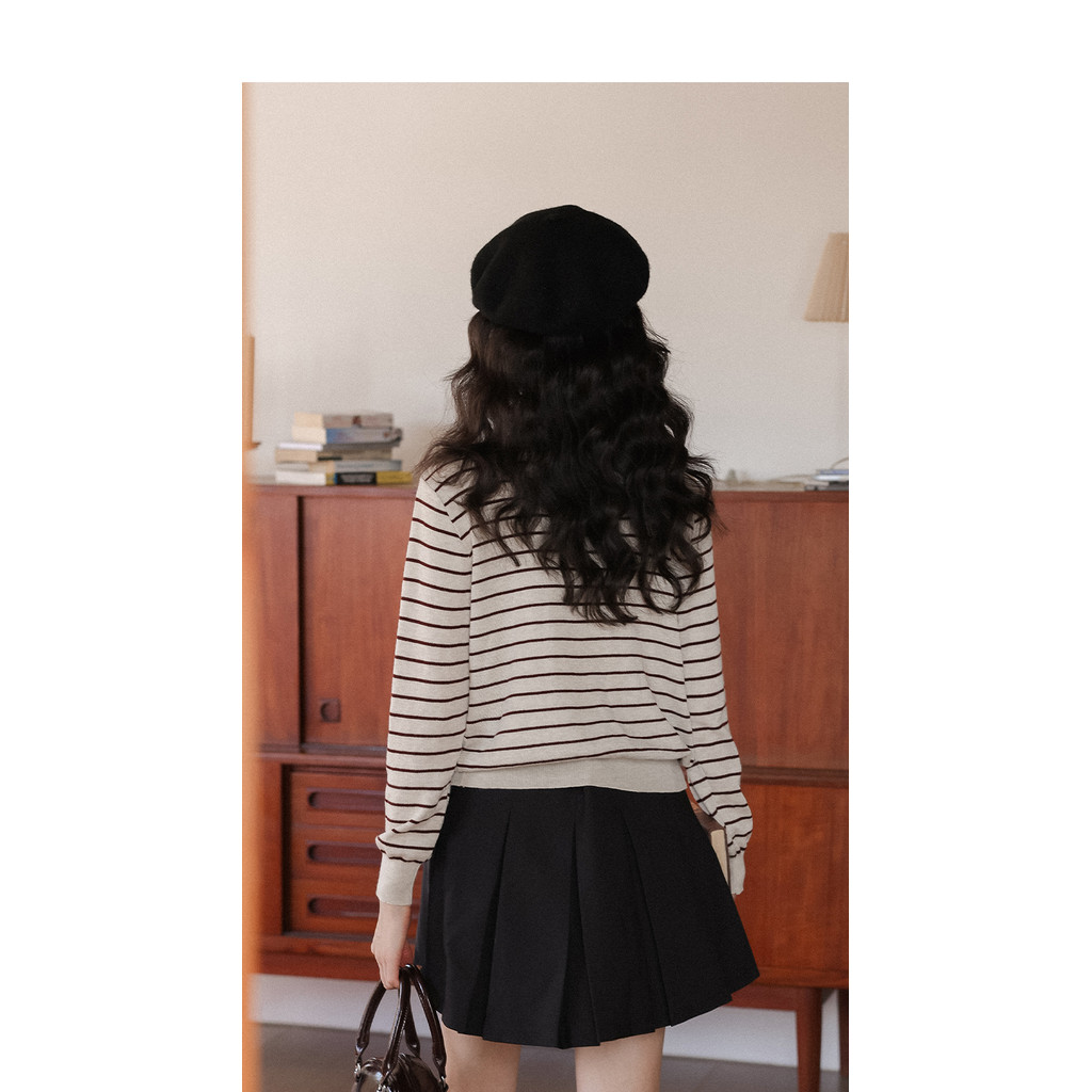 Mutu Preppy Váy Xếp Ly Phong Cách Mới cho Mùa Xuân 2026, Màu Đen Cao Cấp, Kiểu Chữ A Ôm Body