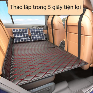 AIMVUKES  Đệm ô tô nằm ngủ gấp gọn bằng da cao cấp, nệm xe hơi ghế sau cho xe 4 5 7 chỗ và bán tải dài 1m2 không cần bơm