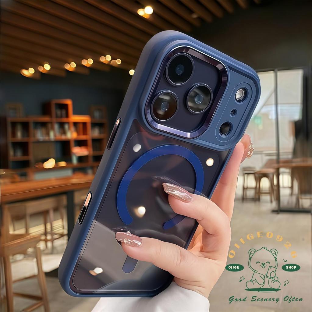 【 Ốp lưng iPhone17 】 Vỏ điện thoại từ tính cảm giác da lỏng màu cam iphone17 Pro Max cho vỏ iPhone Vỏ mềm silicon TPU + PC chống sốc