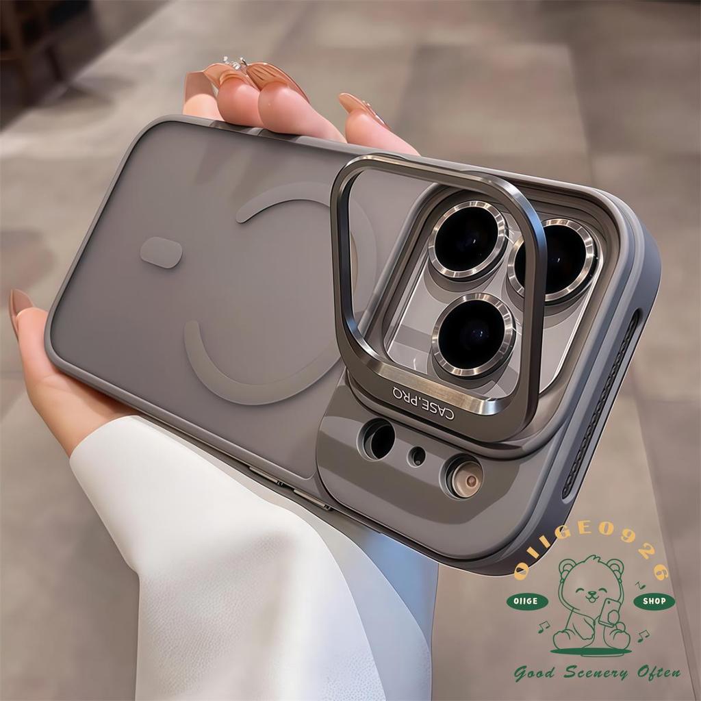 【 Ốp lưng iPhone17 】 Giá đỡ ống kính mờ dạng lỏng từ tính Vỏ điện thoại iphone17 Pro Max 16 15 14 13 12 cho vỏ iPhone Vỏ mềm silicon TPU chống sốc