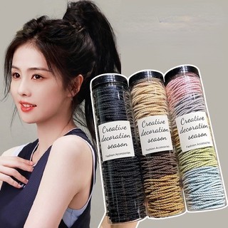 Hộp 100 dây thun, chun buộc tóc, chất liệu cao su, nhiều màu sắc dễ thương