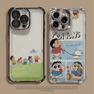 Ốp Điện Thoại Hoạt Hình Crayon Shinchan Cho Xiaomi POCO Mi 14T 15T PRO F5 X5 X6 X7 PRO X3 NFC F3 F4 M4 Mạ Trong Suốt Chống Rơi Mềm Dễ Thương