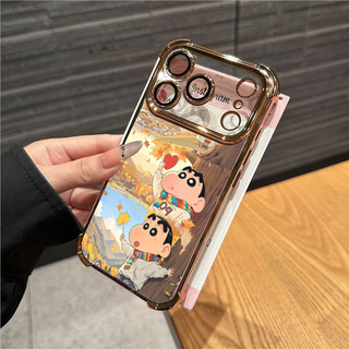 Ốp Điện Thoại Hoạt Hình Crayon Shinchan Cho Xiaomi POCO Mi 14T 15T PRO F5 X5 X6 X7 PRO X3 NFC F3 F4 M4 Mạ Trong Suốt Chống Rơi Mềm Dễ Thương