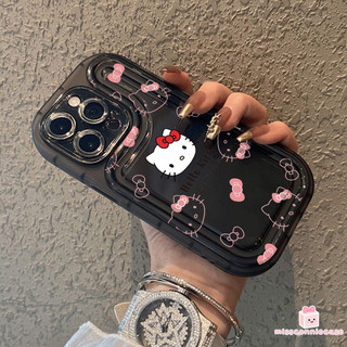 Ốp lưng tương thích cho IPhone 13 12 17 15 14 11 Pro Max Air 7Plus XR XS X Max 8 15 14 7 Plus SE Phim hoạt hình sáng tạo Hello Kitty Vỏ mềm dày trong suốt