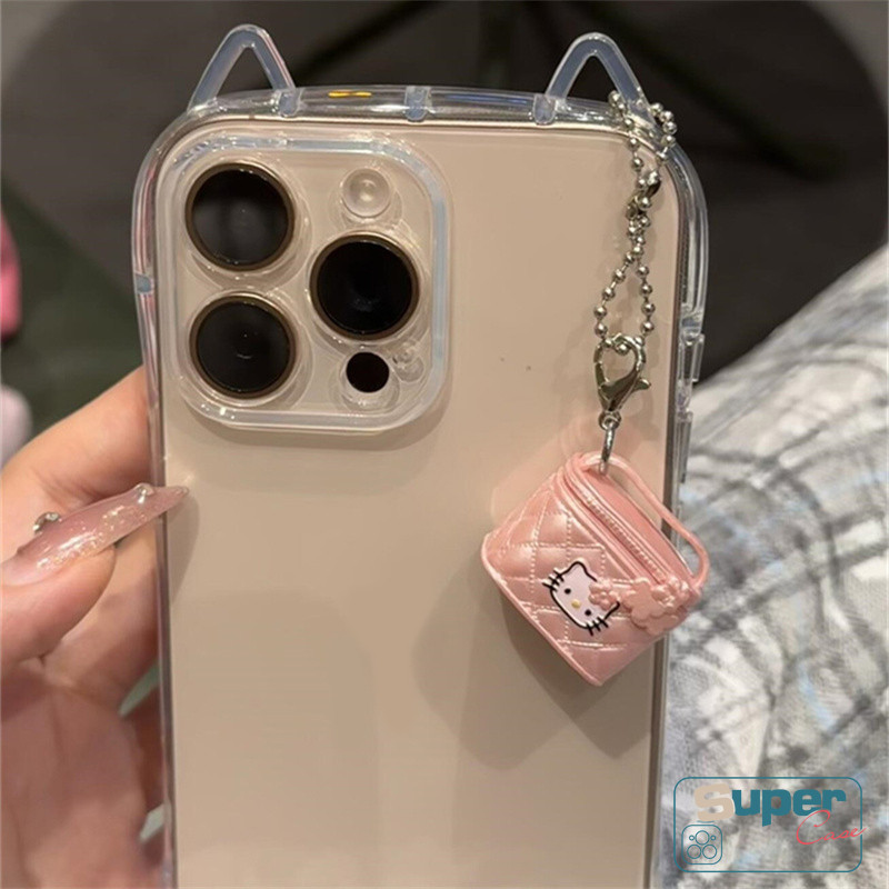 Ốp Lưng Tương Thích Cho IPhone 16 17 13 11 15 12 14 Pro Max X XR Air 7Plus XS Max 17 16 7 14 15 Plus Sang Trọng Dễ Thương Ngọt Ngào Thời Trang Đơn Giản Trong Suốt Túi Hello Kitty Vỏ Mềm