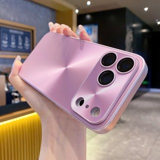 Sang Trọng Kết Cấu CD Cực Quang Ống Kính Bảo Vệ Ốp Lưng Điện Thoại iPhone 17 Air 16 15 14 13 12 11 Pro Max Plus Mờ Khung Kim Loại