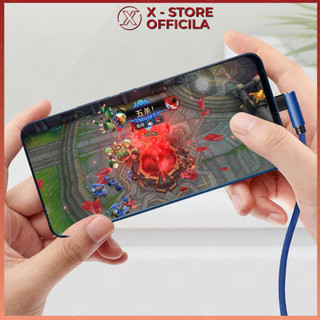 Cáp sạc chữ L 90 độ, dây sạc chơi game Type C/Micro/LN, bọc dù, đầu kim loại, đèn LED - DS90D01