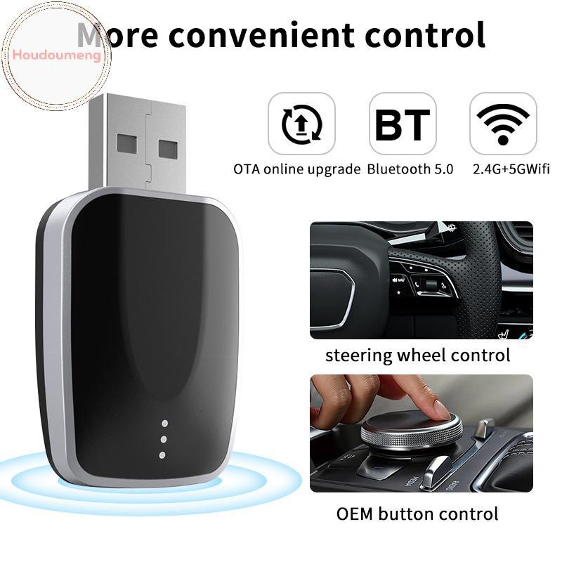 Hodou 2in1 Wireless CarPlay Android Auto Adapter AI Box Plug & Play Kết nối tự động Tương thích với 99% ô tô cho đài phát thanh ô tô VN