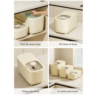Hộp Bảo Quản Gạo Có Nắp Đậy Kín – Nhựa PP+PET Trong Suốt, Sang Trọng Buna