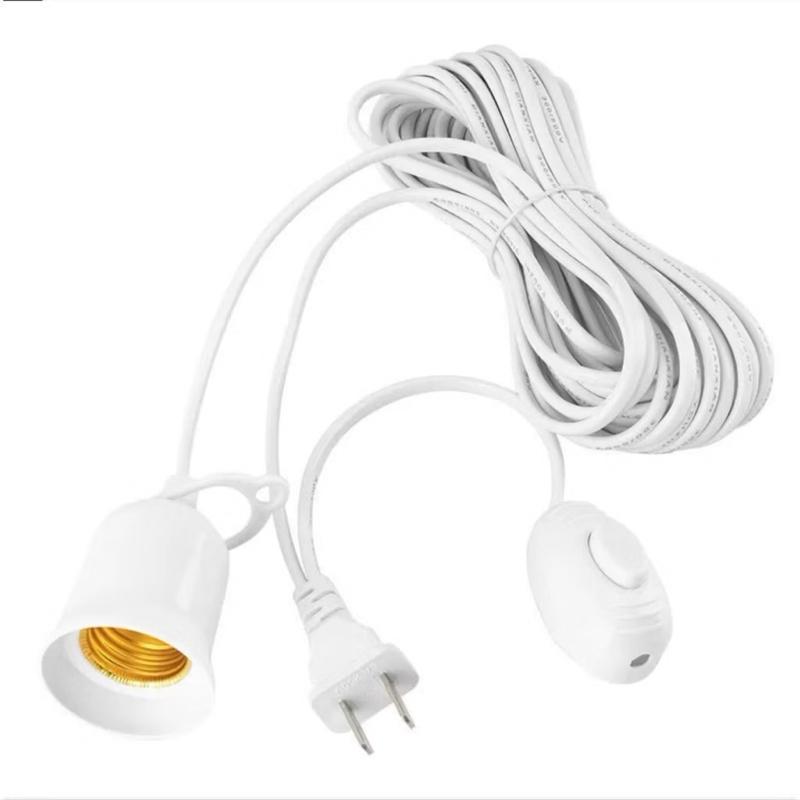 Đui đèn liền dây E27 có móc treo công tắc liền phích cắm chống vỡ , Dây điện kèm đui chịu nhiệt chịu mưa