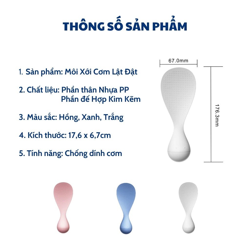 COD - Muôi Xới Cơm Độc Lạ Tự Đứng, Lật Đật Chống Dính, Hạt Vân 3D - FE123