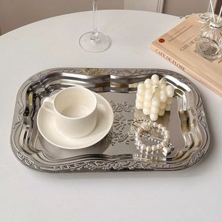 Khay ăn hoa JKDESIGN, Pallet làm mới hình chữ nhật cổ điển kiểu Pháp, Đĩa bánh inox Nhà hàng lưu trữ thương mại