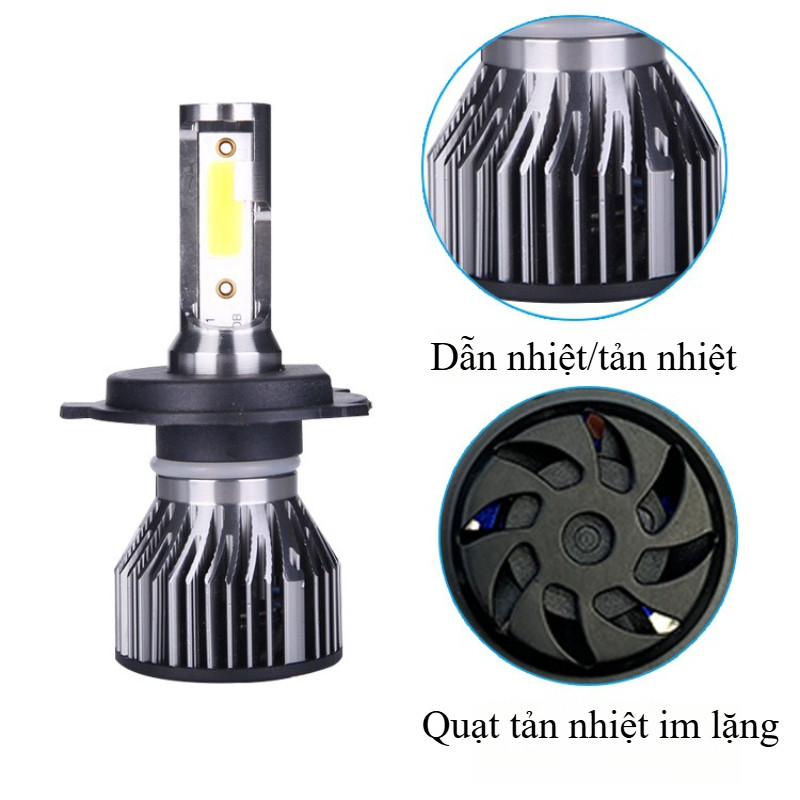 Bộ Đèn Pha LED H4 Cao Cấp 6500K - Tiết Kiệm Năng Lượng, Tương Thích Cho Nhiều Dòng Xe