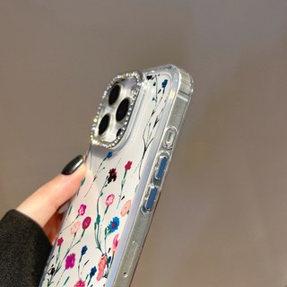 Ốp điện thoại trong suốt hoa bồ công anh thẩm mỹ cho OPPO Reno 14 13 12 11 10 Pro Reno 4 5 6 8 6Z 13F 12F 11F 7 8 Lite Vỏ kim cương giả chống rơi