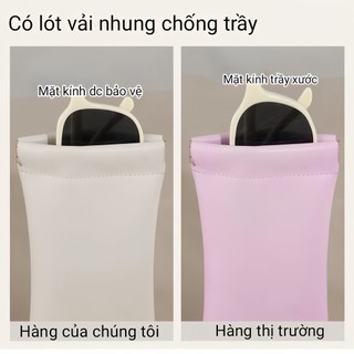 Bao da đựng mắt kính, hộp đựng mắt kính có lót nhung chống trầy, nắp nam châm tự đóng - SUNND