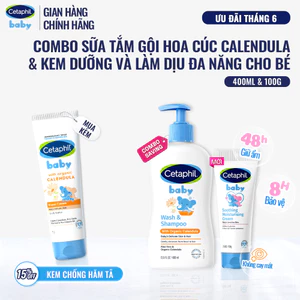 Combo Sữa tắm gội dịu lành với Calendula hoa cúc hữu cơ 400ML & Kem làm dịu và dưỡng ẩm cho bé 100G