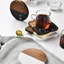 Bộ Coaster Bằng Đá Cẩm Thạch Và Gỗ Thanh Lịch Cho Cà Phê & Trà, Trang Trí Nhà Hiện Đại