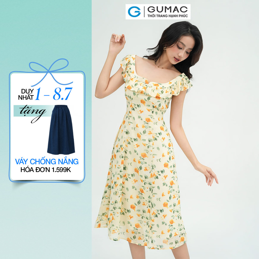 Đầm nữ GUMAC A xòe viền bèo  DE05034