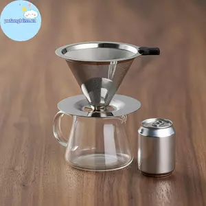 Pufangbliss Thép không gỉ Đổ trên Bộ lọc cà phê Lưới siêu mịn Thân thiện với môi trường Máy nhỏ giọt tái sử dụng để du lịch Dã ngoại Pha cà phê VN