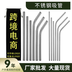 Hàng sẵn có 304 Ống hút bằng thép không gỉ Ngọc trai Trà sữa Nước uống Nước ép thẳng Bộ ống hút kim loại cong WCWJ