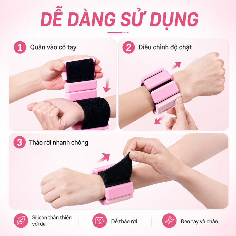 Tạ Đeo Tay Chân Lõi Thép Bọc Silicon Cao Cấp, Tháo Rời Điều Chỉnh Cân Nặng, Bột Sắt Mịn, Tạ Kháng Lực Tháo Rời Tập Gym