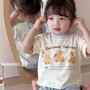 Phong cách mùa hè (90-140) Áo ngắn tay tai thỏ dễ thương phong cách mới cho bé gái
