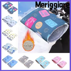 Găng tay lái xe máy MERIGGIARE, Tay cầm bảo vệ Găng tay ấm xe điện dày, Vỏ bọc thanh tay cầm hoạt hình Chống lạnh Chống thấm nước Vỏ tay cầm chống gió