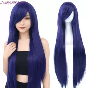 JUNYUE88US Tóc Tổng Hợp Dài, 80cm Chịu Nhiệt Halloween Cosplay Tóc Giả, Đa Năng Tự Nhiên Gothic Trắng Tím Anime Thẳng Tóc Carnival