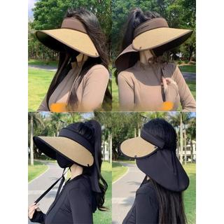 Mũ chống nắng khăn choàng có vành lớn dành cho nữ Mũ chống nắng mùa hè chống tia UV có vành rỗng có thể gấp lại